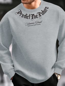 Men's Autumn and Winter Fashionable Casual Loose Fashion Letter Printed Long-Sleeved Round Neck Sweatshirt