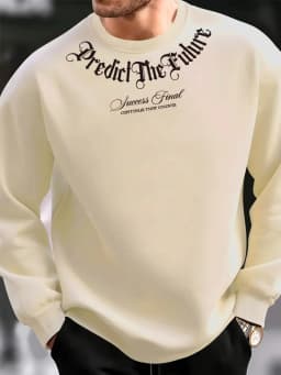 Men's Autumn and Winter Fashionable Casual Loose Fashion Letter Printed Long-Sleeved Round Neck Sweatshirt