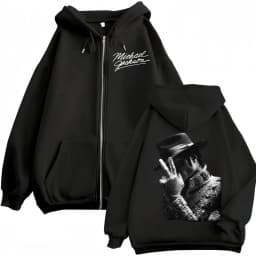 90's Classics Michael Jackson Merch Zipper Hoodie Men Women Fashion Rock Zip Up Pullovers High Quality Fleece Hooded Sweatshirts