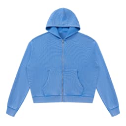 Waffle Knit Full Zip Hoodie for Men Vintage Washed Hooded Sweatshirt Casual Loose Cotton Kangaroo Pocket Streetwear Clothes