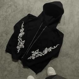 Mens Hoodie Harajuku Y2K Vine Embroidered High Street Washed Black Gray Sweatshirt Gothic Casual Streetwear Loose Fit Fashion
