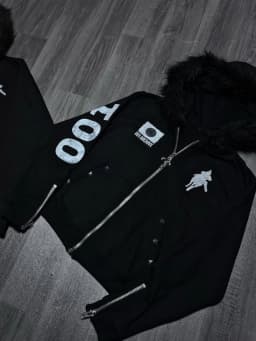 Y2K Japanese Harajuku streetwear European youth rivet fashion wool pullover men's urban casual hooded hip-hop printed sweatshirt