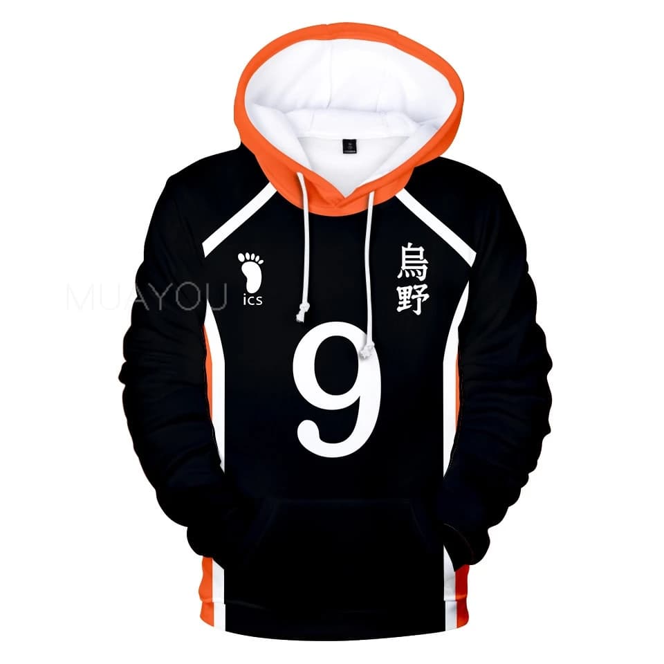 Haikyuu Hoodie 10 Hinata Shoyo/9 Kageyama Tobio Volleyball uniform 3D Karasuno High School Anime Hoodie Casual Kids Sweatshirt