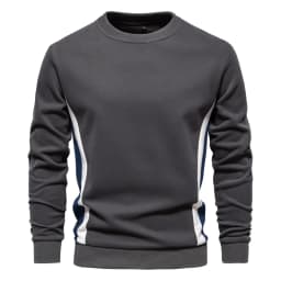 AIOPESON Mens Patckwork Cotton-blend Crew Neck Sweatshirts Fashion Casual Sport Round Neck Pullover Sweatshirt for Men