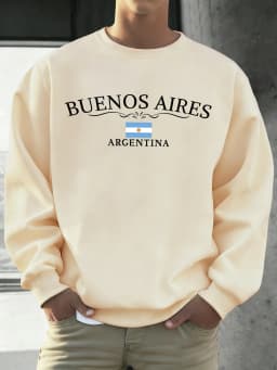 Buenos Aires Argentina Printed Men Sweatshirts Street Hip Hop Sportswear Fleece All-Match Pullover Unisex Casual Loose Clothing