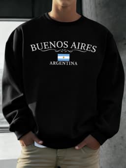 Buenos Aires Argentina Printed Men Sweatshirts Street Hip Hop Sportswear Fleece All-Match Pullover Unisex Casual Loose Clothing