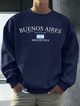 Buenos Aires Argentina Printed Men Sweatshirts Street Hip Hop Sportswear Fleece All-Match Pullover Unisex Casual Loose Clothing