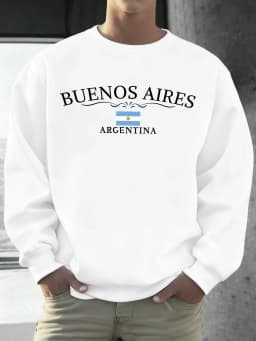 Buenos Aires Argentina Printed Men Sweatshirts Street Hip Hop Sportswear Fleece All-Match Pullover Unisex Casual Loose Clothing