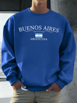 Buenos Aires Argentina Printed Men Sweatshirts Street Hip Hop Sportswear Fleece All-Match Pullover Unisex Casual Loose Clothing