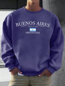 Buenos Aires Argentina Printed Men Sweatshirts Street Hip Hop Sportswear Fleece All-Match Pullover Unisex Casual Loose Clothing