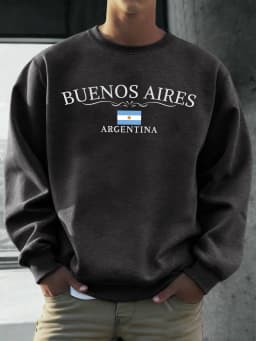 Buenos Aires Argentina Printed Men Sweatshirts Street Hip Hop Sportswear Fleece All-Match Pullover Unisex Casual Loose Clothing