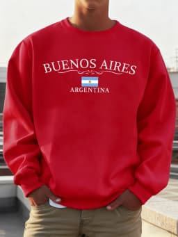 Buenos Aires Argentina Printed Men Sweatshirts Street Hip Hop Sportswear Fleece All-Match Pullover Unisex Casual Loose Clothing