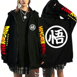 Dragon Ball Goku Logo Zip Up Hoodie Japanese Anime Fashion Y2K Hooded Jacket Streetwear Casual Sweatshirt Men's Couple Coat