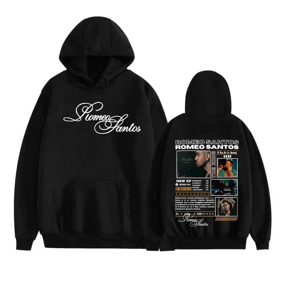 Rapper Romeo Santos The King Tormula Tour 2025 Graphic Hooded Sweatshirts for Men Women Fashion Hip Hop Streetwear Pullover Tops
