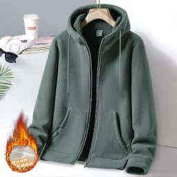 2024 Autumn and Winter New Fashion Solid Color Thick Warm Lamb Wool Hoodie Men's Casual Loose Comfortable Large Size Coat M-4XL