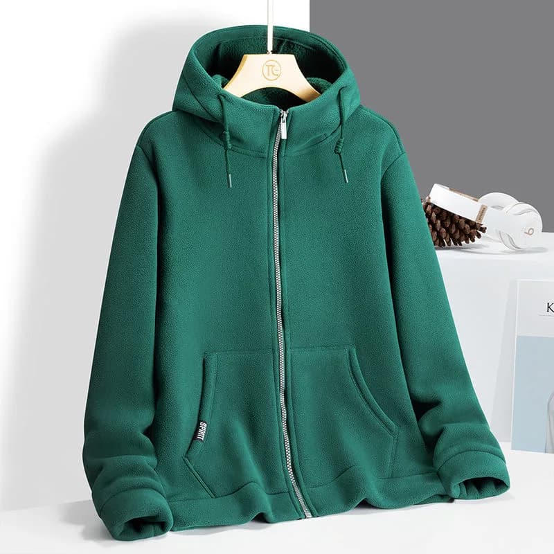 2024 Autumn and Winter New Fashion Solid Color Thick Warm Lamb Wool Hoodie Men's Casual Loose Comfortable Large Size Coat M-4XL
