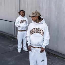 Y2K Fashion leopard High street print letter embroidered men sportswear suit American casual retro hoodie trend loose clothing
