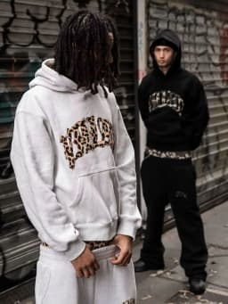 Y2K Fashion leopard High street print letter embroidered men sportswear suit American casual retro hoodie trend loose clothing