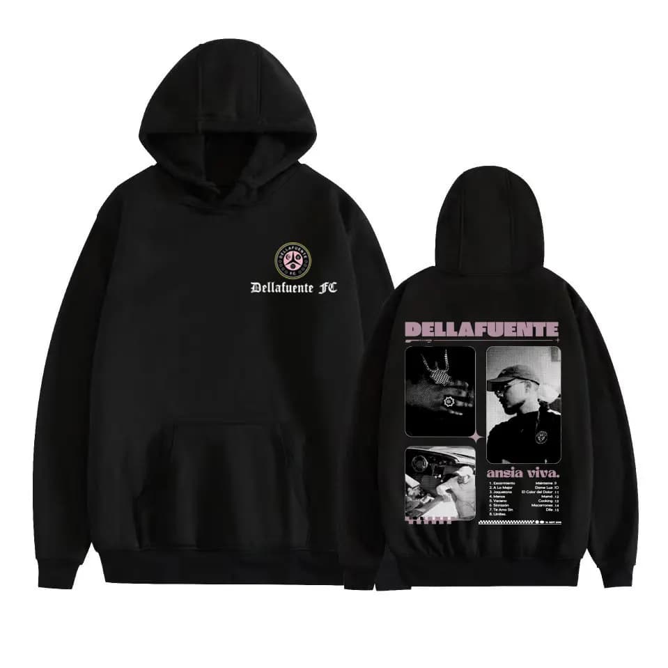 Rapper Dellafuente Album Tour 2025 Graphic Pullover Men Clothing Fashion Hip Hop Music Sweatshirt High Quality Oversized Hoodies