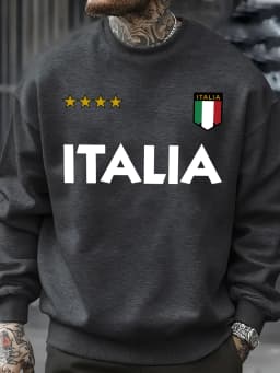 Italia Italian Flag Design Sweatshirt Men Autumn Oversize Sportswear Pullovers Street Fashion Clothing Casual Vintage Tops