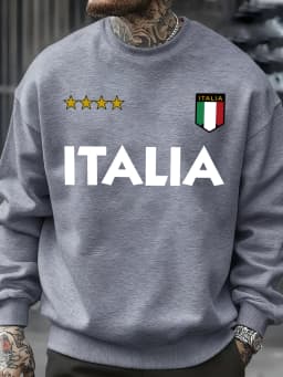 Italia Italian Flag Design Sweatshirt Men Autumn Oversize Sportswear Pullovers Street Fashion Clothing Casual Vintage Tops