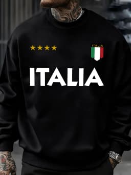 Italia Italian Flag Design Sweatshirt Men Autumn Oversize Sportswear Pullovers Street Fashion Clothing Casual Vintage Tops