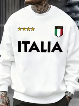 Italia Italian Flag Design Sweatshirt Men Autumn Oversize Sportswear Pullovers Street Fashion Clothing Casual Vintage Tops