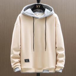 Men's Casual Loose Long Sleeve Hoodie Sweatshirt Spring Autumn New Style Trendy Fake Two-Piece Youth Top Polyester Fabric