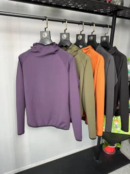 Lightweight Quick-Dry Elastic Men's Hoodie Long Sleeve Sweatshirt Bubble Texture Fabric Autumn Season Basic Style Color