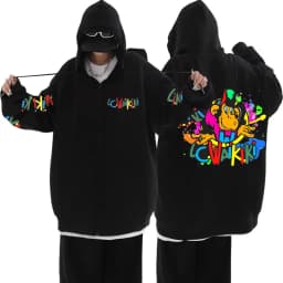 Lc Waikiki Monkey Graphic Zip Up Hoodie Male Funny Cartoon Monkeys Print Zipper Jacket Men Women Fashion Brand Oversized Hoodies