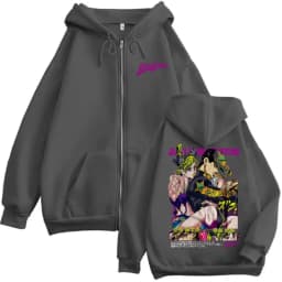 Anime JoJo's Bizarre Adventure Kujo Jotaro Kujo Jolyne Graphic Zipper Hoodie Men Women Casual Vintage Long Sleeve Zip Up Jacket