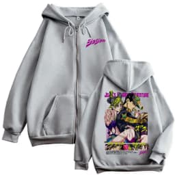 Anime JoJo's Bizarre Adventure Kujo Jotaro Kujo Jolyne Graphic Zipper Hoodie Men Women Casual Vintage Long Sleeve Zip Up Jacket