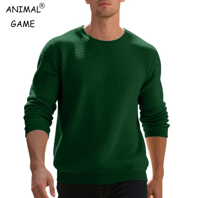 Animal Game Men's Crew Neck Sweatshirts Solid Color Large Pullover Outerwear Outdoor Jogging Tops Casual Streetwear Basic Top