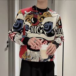 Printing Sweatshirts for Men Korean Style Crewneck Man Pullover Round Neck Autumn Streetwear Cheap Clothing Deals Overfit Funny