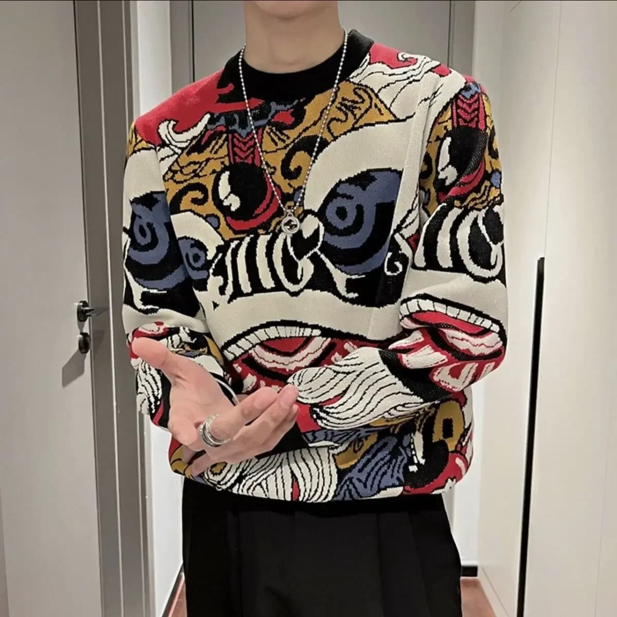 Printing Sweatshirts for Men Korean Style Crewneck Man Pullover Round Neck Autumn Streetwear Cheap Clothing Deals Overfit Funny