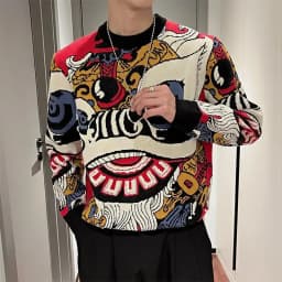 Printing Sweatshirts for Men Korean Style Crewneck Man Pullover Round Neck Autumn Streetwear Cheap Clothing Deals Overfit Funny