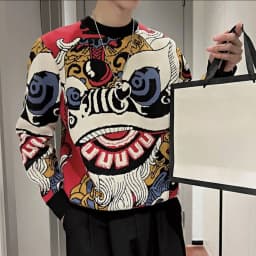 Printing Sweatshirts for Men Korean Style Crewneck Man Pullover Round Neck Autumn Streetwear Cheap Clothing Deals Overfit Funny