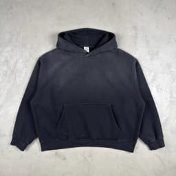 Vintage Navy Blue Spray Wash Plush Hoodies for Men Oversized Fleece Hooded Pullover Autumn and Winter Cotton Clothing Warm