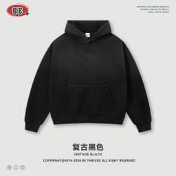 Vintage Navy Blue Spray Wash Plush Hoodies for Men Oversized Fleece Hooded Pullover Autumn and Winter Cotton Clothing Warm