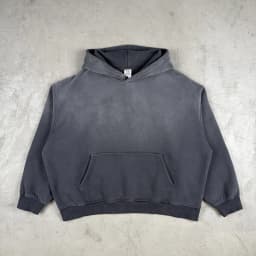 Vintage Navy Blue Spray Wash Plush Hoodies for Men Oversized Fleece Hooded Pullover Autumn and Winter Cotton Clothing Warm