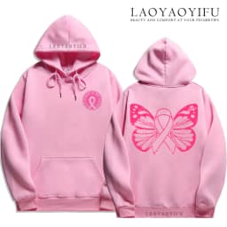 Family Pack Pink Awareness Ribbon Hoodies Survivor Support Winter Collection Spring and Autumn‌ Pink Ribbon Breast Cancer Gifts