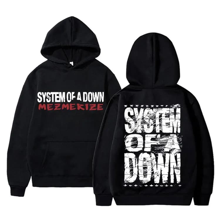 90s Vintage Rock Band System of A Down Mezmerize Print Hoodie Men Women Alternative Metal Music Sweatshirt Men's Gothic Hoodies
