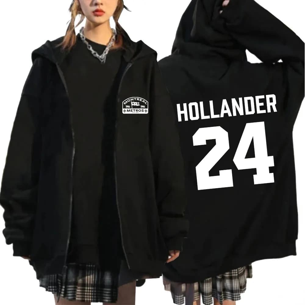 Heated Rivalry Shane Hollander 24 Montreal Metros Zipper Hoodies Men's Women Clothing Zip Up Sweatshirts Long Sleeve Jackets