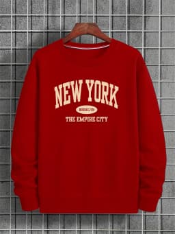 Men's Autumn and Winter Fashionable Casual Loose Fit New York Letter Pattern Printed Long Sleeved Round Neck Sweatshirt