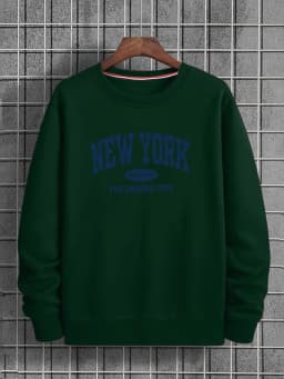 Men's Autumn and Winter Fashionable Casual Loose Fit New York Letter Pattern Printed Long Sleeved Round Neck Sweatshirt