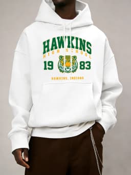 Hawkins High School 1983 Prints Men Hoodie Autumn Pocket Sportswear Loose Fleece Pullover 14 Colour Unisex Simple Long Sleeve
