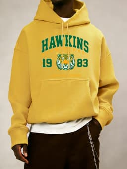 Hawkins High School 1983 Prints Men Hoodie Autumn Pocket Sportswear Loose Fleece Pullover 14 Colour Unisex Simple Long Sleeve