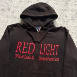 Red Light Zip-Up Oversized Hoodie Grunge Streetwear Gothic Sweatshirt Hoodies Women Tops Men Clothing Goth Harajuku Y2k Clothes