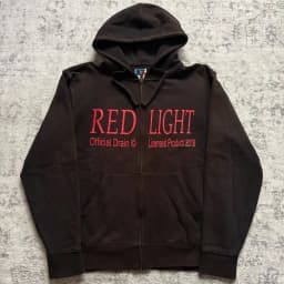 Red Light Zip-Up Oversized Hoodie Grunge Streetwear Gothic Sweatshirt Hoodies Women Tops Men Clothing Goth Harajuku Y2k Clothes