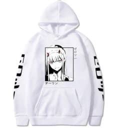 Harajuku Anime Darling In The Franxx Zero Two Graphic Print Hooded Men Women Hoodies Casual Sweatshirt Female Trendy Pullover